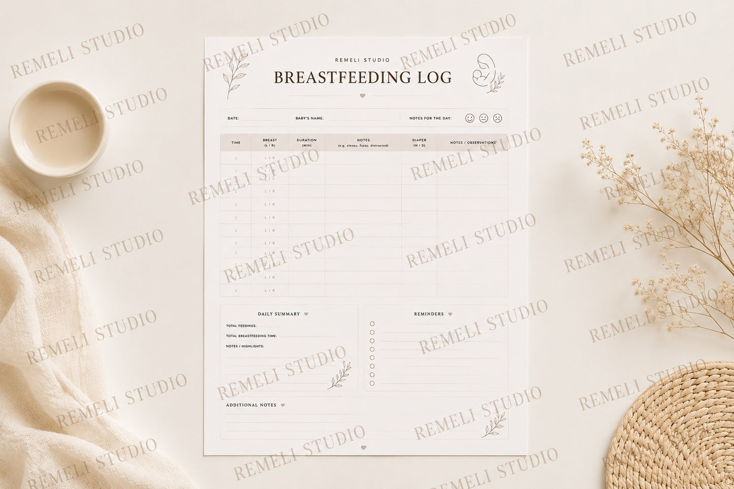 Breastfeeding tracker| Remeli Studio™