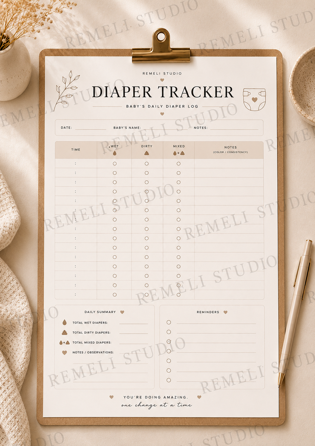 Diaper Tracker | Remeli Studio™