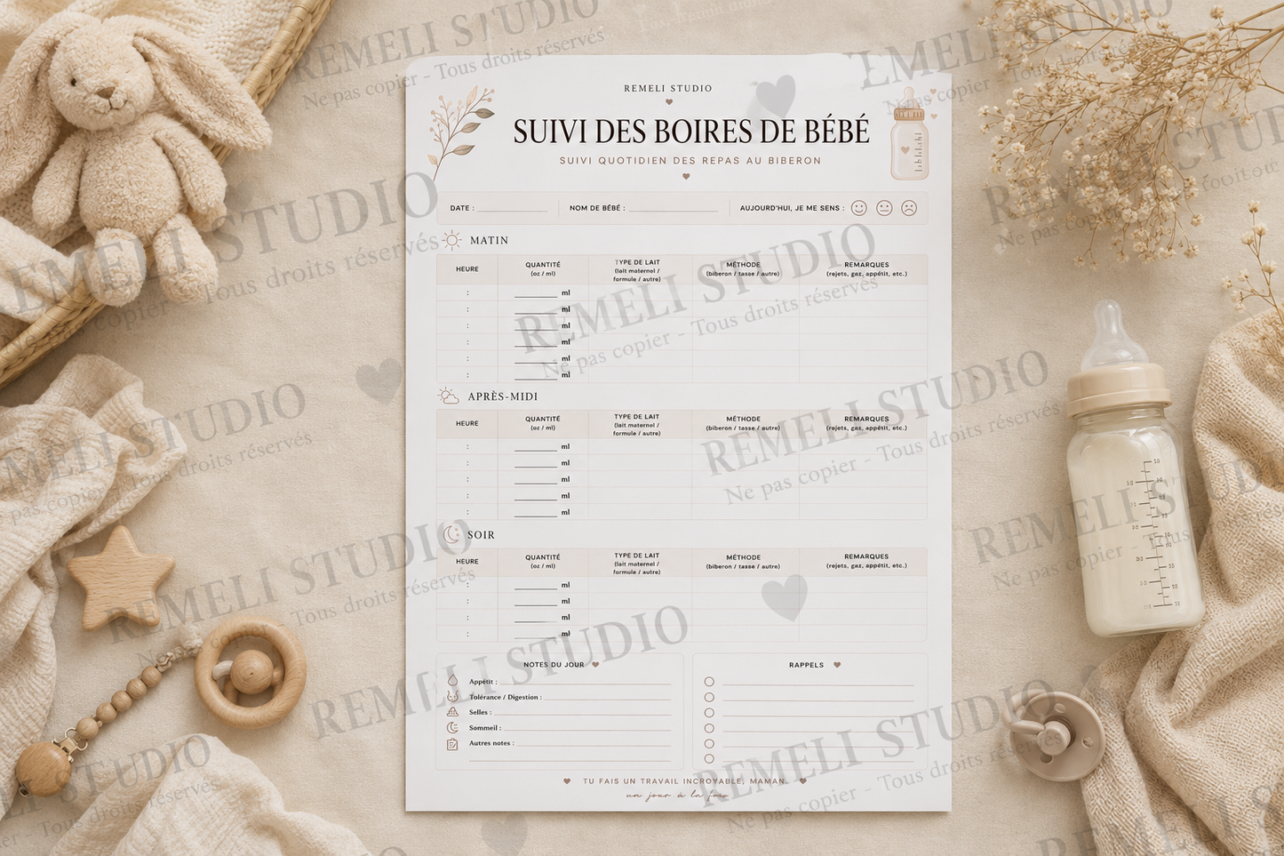 Journal des Boires Bébé | Remeli Studio™