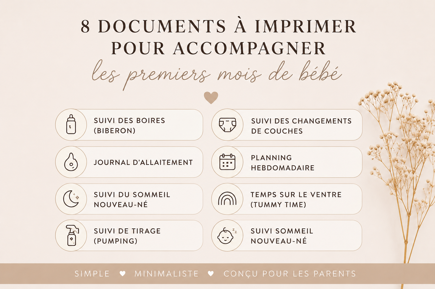 Bundle nouveau né | 8 documents à imprimer | Remeli Studio