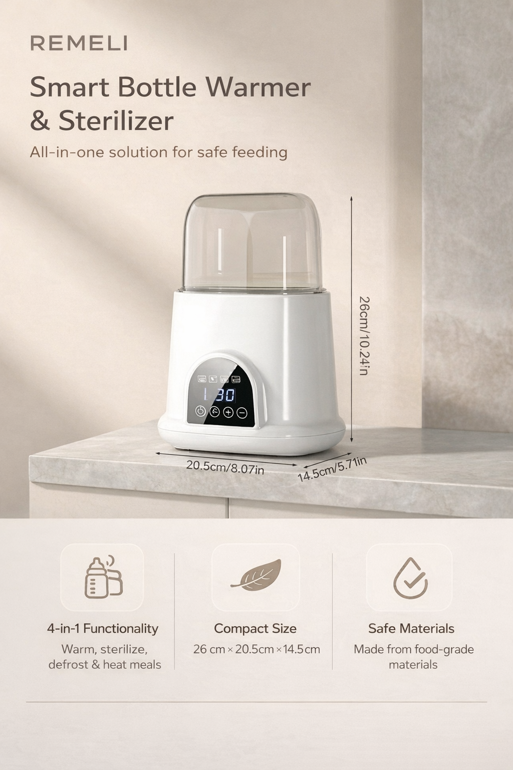 REMELI™ Smart Bottle Warmer & Sterilizer (4-in-1)