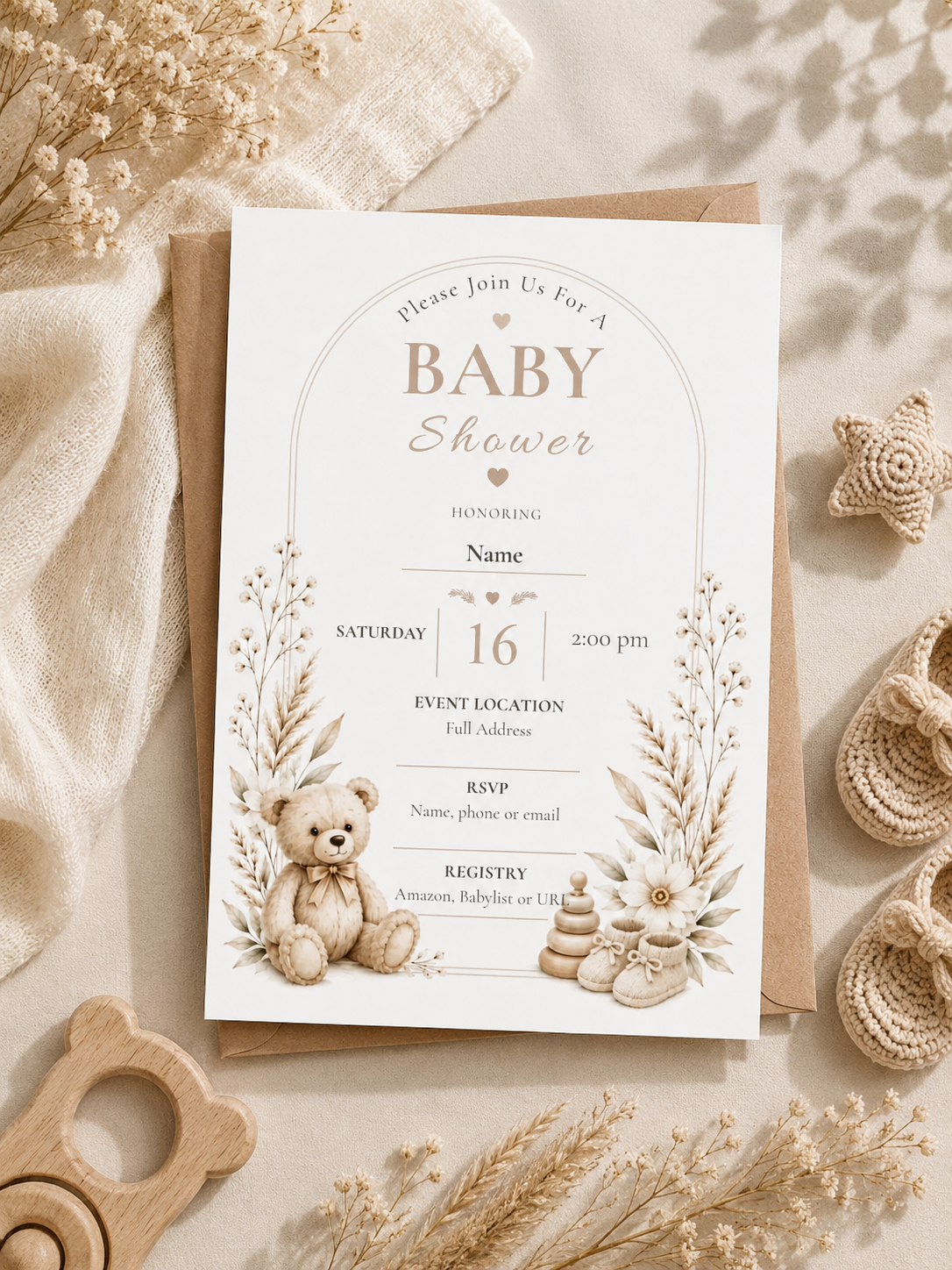 Baby Shower Invitation | English & French | Remeli Studio