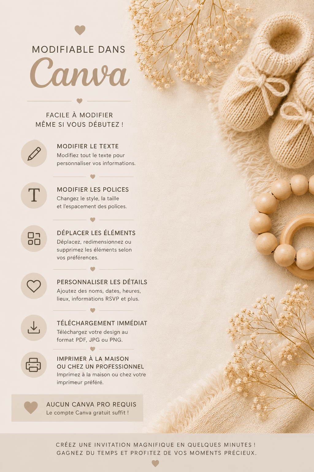 Baby Shower Invitation | English & French | Remeli Studio